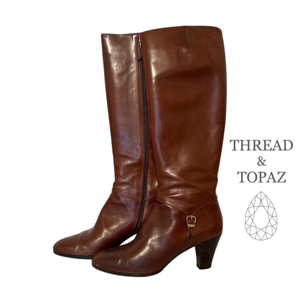 Salvatore Ferragamo Classic Vintage Brown Leather Boots 8AA
